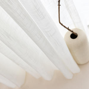 Nouveau rideau transparent en lin de coton à œillets, Jacquard avec bandes transparentes, - Product Image 6