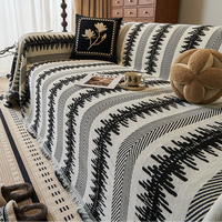Couverture de canapé moderne trois places, épaisse, pour sieste climatisée, avec pompons, en polyester/coton, durable pour la maison et l'hôtellerie