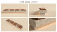 Banc d'attente Terrazzo pour café, plateforme avec coussin intégré, accoudoir en cuivre, table d'appoint, bande LED, éco-responsable, durable, pour salon de café