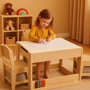 Eduland Montessori trẻ em bằng gỗ bàn ghế thiết lập trường mầm non lưu trữ chỗ ngồi Vườn Ươm nghiên cứu đọc sách góc thân thiện với môi - Product Image 2