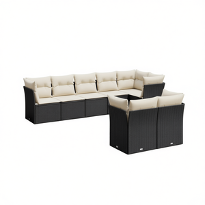 Modular Black PE <b>Rattan</b> Garden <b>Sofa</b> Set Elegant Outdoor Furniture With High Density Foam Cushions For Patio Use - Product Image 1