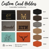 Porte-cartes de visite en cuir PU gravé au laser avec logo personnalisé, porte-cartes en similicuir gravable au laser sur mesure