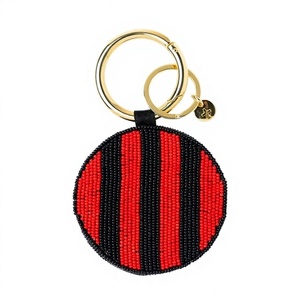 NOUSHAD ARTISANAT - Porte-monnaie rond léger en toile tissée avec perles de verre classiques - Porte-clés - Product Image 1
