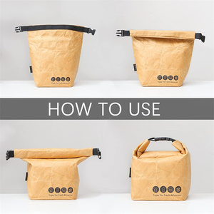 Sac à lunch réutilisable avec matériau tyvek marron résistant à l'eau, fourre-tout isolé pour le travail de bureau, le pique-nique et l'extérieur - Product Image 2