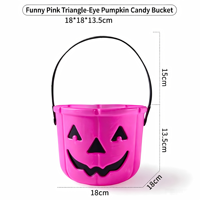 Seau à bonbons citrouille souriante portable violet, noir, orange, vert, rose pour Halloween – Vente en gros de décorations et accessoires