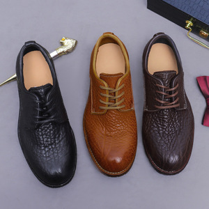 Nuevo Modelo 2026, Zapatos de Vestir Formales para Hombre, de Cuero Vacuno con Patrón Litchi, Hechos a Mano, con Punta Redonda y Construcción Goodyear - Product Image 3