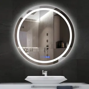 Cermin LED kamar mandi buatan kustom lampu latar belakang sentuh pintar cermin dinding lampu LED oval rias