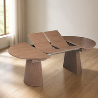Fabricant de table à manger extensible en placage de chêne rouge avec rail multi-sections robuste et plateau de 25 mm pour 8 à 10 personnes