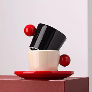 High-Aesthetic Ceramic Coffee <b>Cup</b> <b>Saucer</b> Set Minimalist Modern Porcelain One-<b>Cup</b>-One-<b>Saucer</b> Afternoon Tea Water <b>Cup</b> Gift Set - Product Image 4