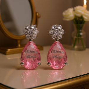 Pendientes de Cristal Rosa Ldca E2321, Plata 925, Forma de Gota de Agua, Joyería Romántica para Mujer - Product Image 2