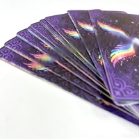 Jeu de cartes de tarot personnalisé avec feuille holographique |   Cartes de tarot imprimées de qualité supérieure avec un design arrière arc-en-ciel pour la divination et les cadeaux