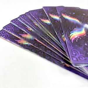 Jeu de cartes de tarot personnalisé <span class=keywords><strong>avec</strong></span> feuille holographique |   Cartes de tarot imprimées de qualité supérieure <span class=keywords><strong>avec</strong></span> un design arrière arc-en-ciel pour la divination et les cadeaux - Product Image 6