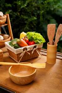 ชามไม้ทำมือ งานฝีมือธรรมชาติ คุณภาพพรีเมียม ยั่งยืน ออร์แกนิค เหมาะสำหรับใช้ในบ้าน ห้องครัว โต๊ะอาหาร - Product Image 3