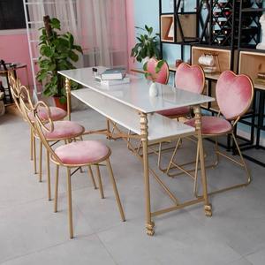 Yüksek kaliteli mavi ve altın manikür masası ve sandalye seti güzellik salonu mobilyası - Product Image 4