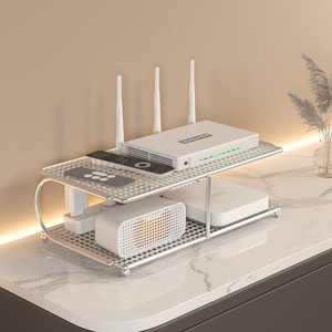 <b>Router</b> Shelf 3 Tier Metal Desktop Organizer Storage Rack for Modem WiFi <b>Router</b> Set Top <b>Box</b> with Ventilation Design - Product Image 2