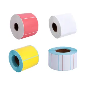 Muestra gratis Eco al por mayor de papel adhesivo directo perforado blanco prepara pegatinas adhesivas impresas etiquetas térmicas de código de barras