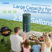 Système de filtration d'eau par gravité PUREZA NSF 42/53 en acier inoxydable 304 avec filtre à charbon, système d'eau par gravité de 2,5/2,9 gallons
