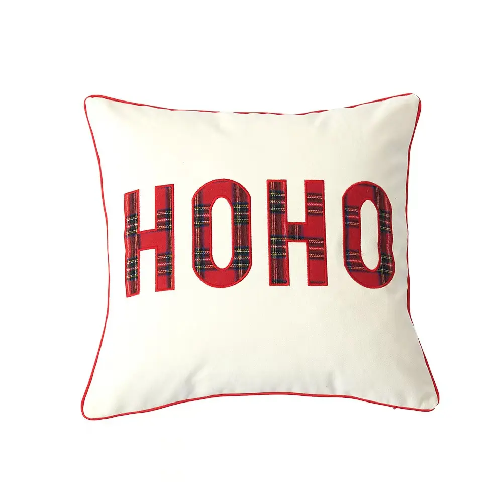 Série Natal Decoração Home Vermelho E Verde Carta Xadrez Bordado Fronha Almofada Travesseiro