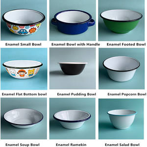 Bol à soupe, à fruits ou à bonbons <span class=keywords><strong>en</strong></span> émail, de petite taille, avec deux poignées, imprimé avec un logo personnalisé, fournisseur chinois OEM, 8 cm x 11 cm - Product Image 3