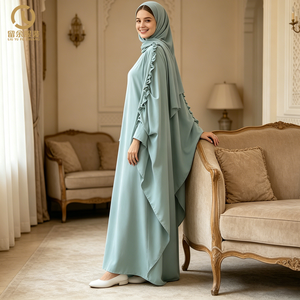 Vestido Abaya Largo Maxi Sólido con Cuello Redondo y Mangas Murciélago, Diseños Islámicos de Alta Calidad de Dubái, Venta al por Mayor de Fábrica OEM, Vestido Musulmán - Product Image 3