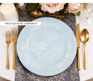Vajilla de Cerámica de Alta Gama con Flores Azules, Ecológica, Delicada, Apta para Microondas y Lavavajillas - Product Image 1