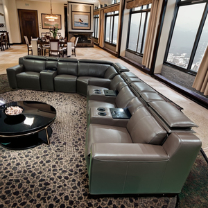 Set di divani reclinabili elettrici in vera pelle di lusso multifunzionale per soggiorno o teatro - Product Image 4