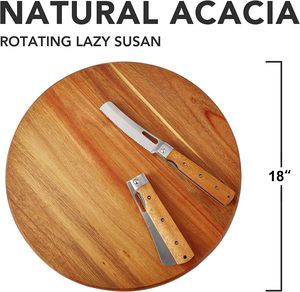 Plateau tournant Lazy Susan en bois d'acacia de 15 pouces, à un seul niveau, écologique, pour épices, sel et aliments - Vente en gros - Product Image 2