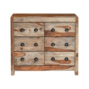 Solid Sheesham Wooden Sideboard <b>Chest</b> of Drawers with 6 <b>Storage</b> Drawers | Rustic Wooden Cabinet | Bedroom <b>Storage</b> Unit - Product Image 5