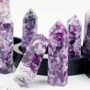 หอ lepidolite หินบำบัดพร้อมหินคริสตัลสีม่วงรูปหกเหลี่ยมสำหรับตกแต่งบ้าน - Product Image 2