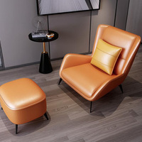Fauteuils de salon en cuir minimalistes de style italien avec repose-pieds, chaise de salon pour une personne