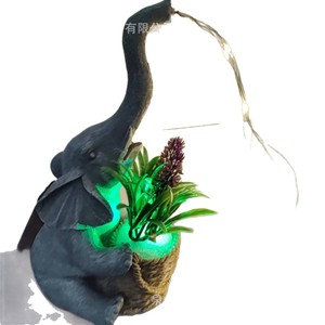 Solar <b>Elephant</b> Resin Statue Light Led Plant Pot <b>Decor</b> Outdoor Garden Lighting - Product Image 5