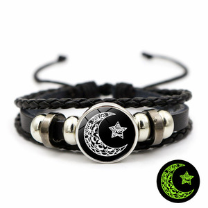 Pulsera Retro de Sol y Luna en Cuero PU Luminoso para Parejas, Brazalete Tejido con Cuerda de Cuero de Vaca para Enamorados - Product Image 3
