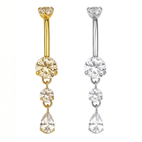 Anneau de nombril personnalisé en titane ASTM F136, durable et hypoallergénique, avec zircon incrusté en forme de marquise, pour un cadeau tendance
