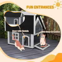 Maison pour chat en bois imperméable pour l'extérieur, abri pour petits animaux résistant aux intempéries avec toit en asphalte pour chats d'extérieur