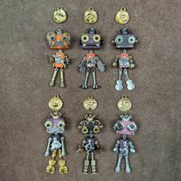 Pendentifs en alliage de robot punk haut de gamme faits à la main Zodiac, sangles de téléphone, porte-clés en bois