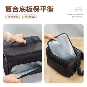 Oxford Cloth Cooler Bag Large Capacity <b>Insulated</b> <b>Lunch</b> <b>Box</b> Portable Outdoor Picnic Use Black - Product Image 4