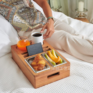 Wooden Compartmentalized <b>Storage</b> <b>Tray</b> With 4-7 Sections Rectangle Shape For Snack Fruit Dessert Serving Living Room Use - Product Image 1