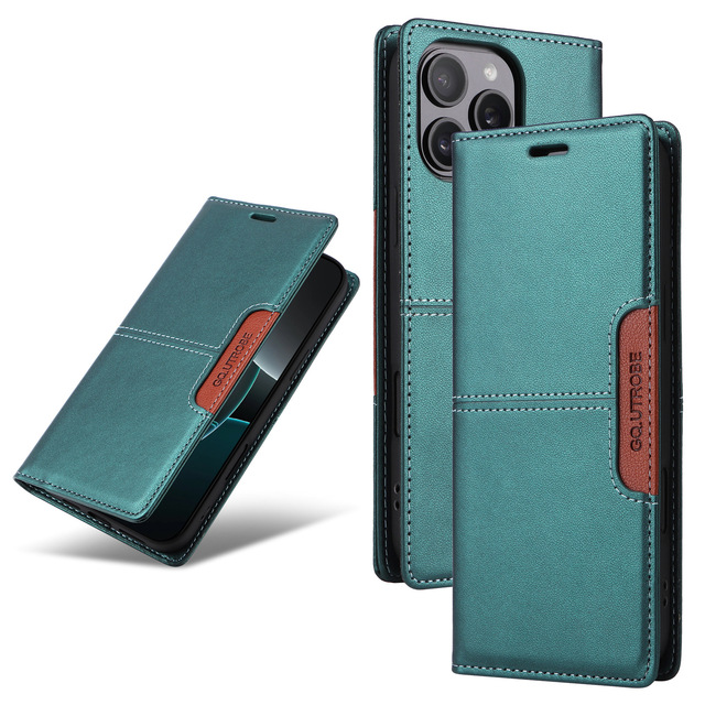 Creative Anti-theft Shockproof Card-swiping Business Genuine Leather Cases for IPhone16 Luxury Skin-feel Covers Factory Price