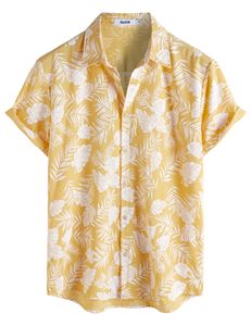 Chemise hawaïenne à manches courtes pour homme, imprimé floral rose, col rabattu, respirante, pour les vacances d'été - Product Image 4