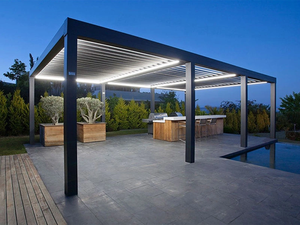 Pergola en aluminium motorisée avec toit à lames orientables, bioclimatique, pour jardin extérieur, patio, imperméable, pergola en aluminium sur mesure, taille 3x3, 3x4, 4x4 - Product Image 3