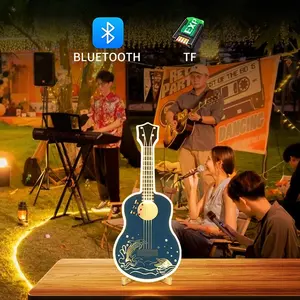Factory Direct Sales Touch Lighting And Tempered Glass And Acrylic Guitar Stereo For Home Decoration
