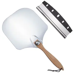 Best Selling Kitchen Accessories 14*12 inches Wooden Handle Pizza Shovel Stainless Steel Pizza Peel With Pizza Box