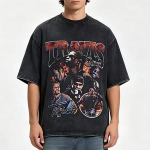 <span class=keywords><strong>T</strong></span>-shirts personnalisés en coton 100% pour hommes, style streetwear, avec impression DTF de typographie et portraits d'artistes hip-hop, coupe ample - Product Image 2