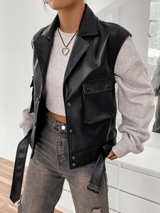 Nuovo arrivo gilet impermeabile in ecopelle da motociclista per uomo e donna abbigliamento invernale con tasche in tela - Product Image 2