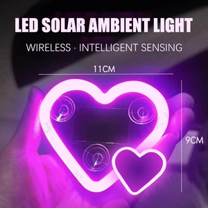 Lampe LED solaire en forme de cœur pour vitre arrière, avec capteur tactile sans fil, affichage néon pour voiture, lampe d'accentuation stroboscopique - Product Image 4