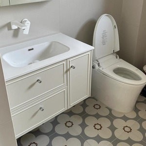 Armoire de salle de bain française combinaison chêne laque céramique bassin monobloc salle de bain lavabo lavabo évier armoire - Product Image 4