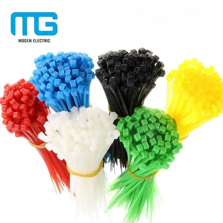 Colored soft releasable self -locking type plastic cable Ties nylon zip ties 3.6*250mm Yellow