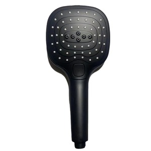 Pommeau de douche noir carré au design minimaliste en ABS à fixation murale - Product Image 2