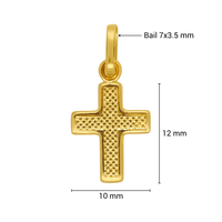 Colgante Religioso de Cruz Cristiana Hecho a Mano en Oro de 14K, Pequeño, Texturizado, Granulado, Amarillo, Unisex, para Mujeres, Hombres y Niñas, para Uso Diario