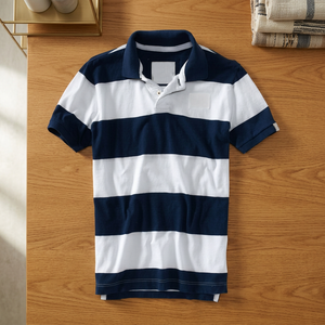 Chemise décontractée rayée pour homme avec service OEM, respirante et à séchage rapide, manches courtes - Product Image 2